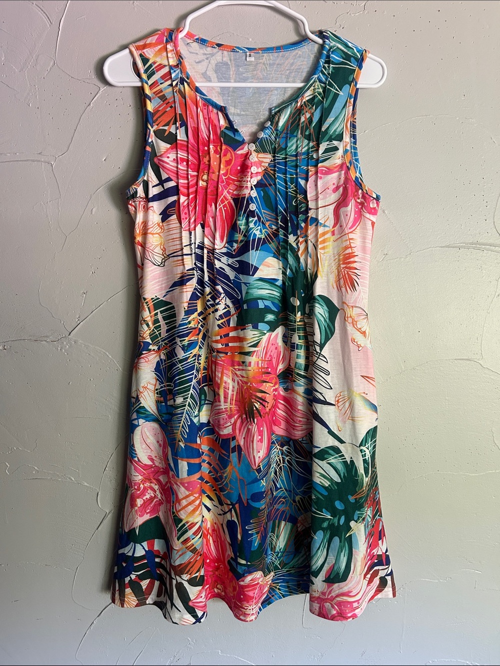 Sleeveless Tropical Floral A-Line Dress Multicolor